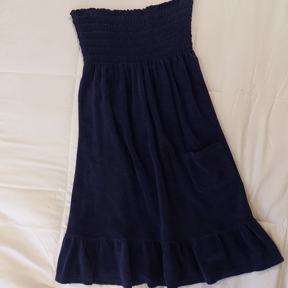 Juicy Couture Navy Blue Stretch Terry Bandeau Dress